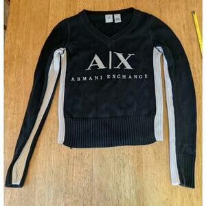 VTG 90s Armani Exchange Cotton Y2K Preppy Spell Out Crew Neck Sweater L Ribbed